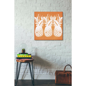 'Orange Pineapples' by Linda Woods, Canvas Wall Art,26 x 26