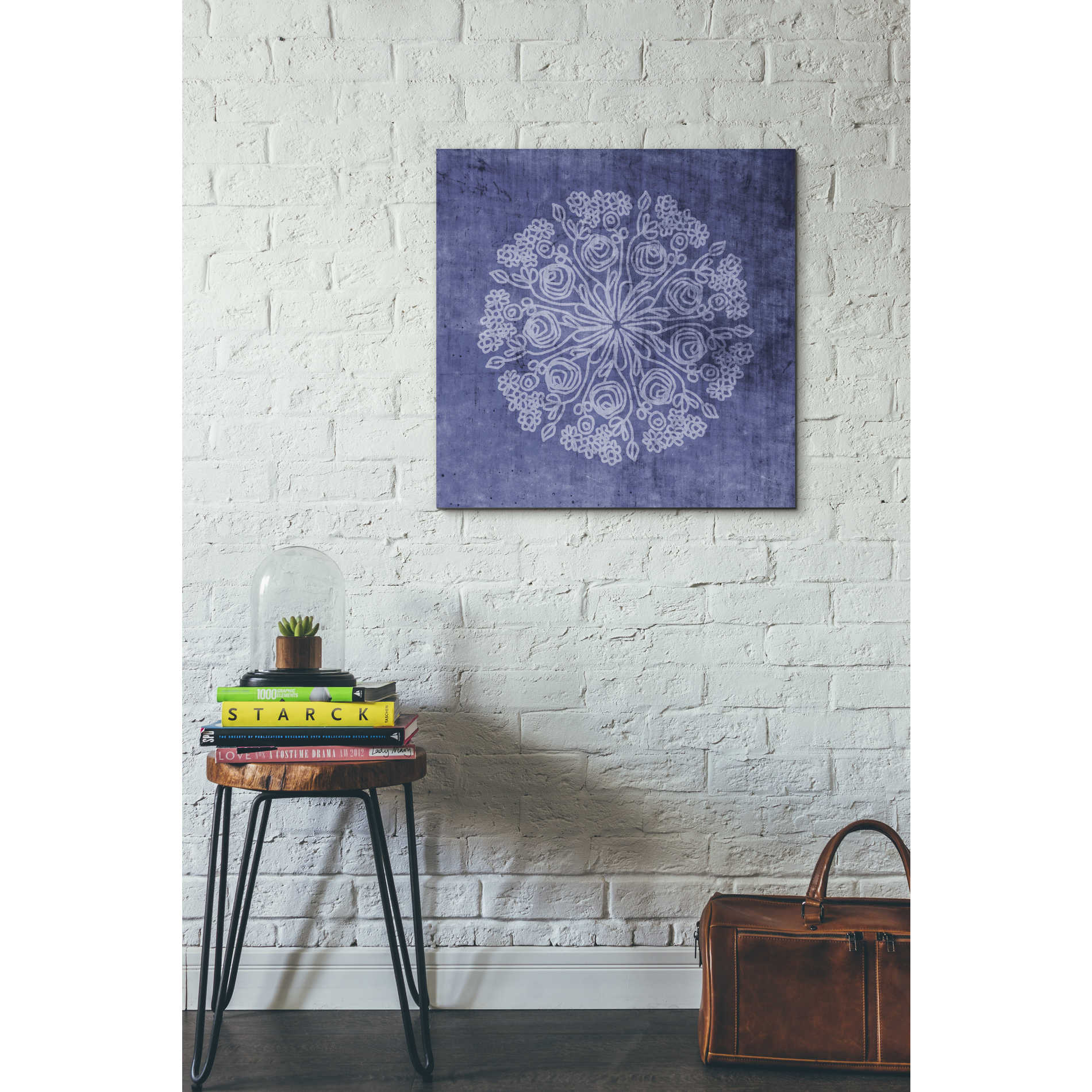 'Indigo Mandala 2' by Linda Woods, Canvas Wall Art,26 x 26