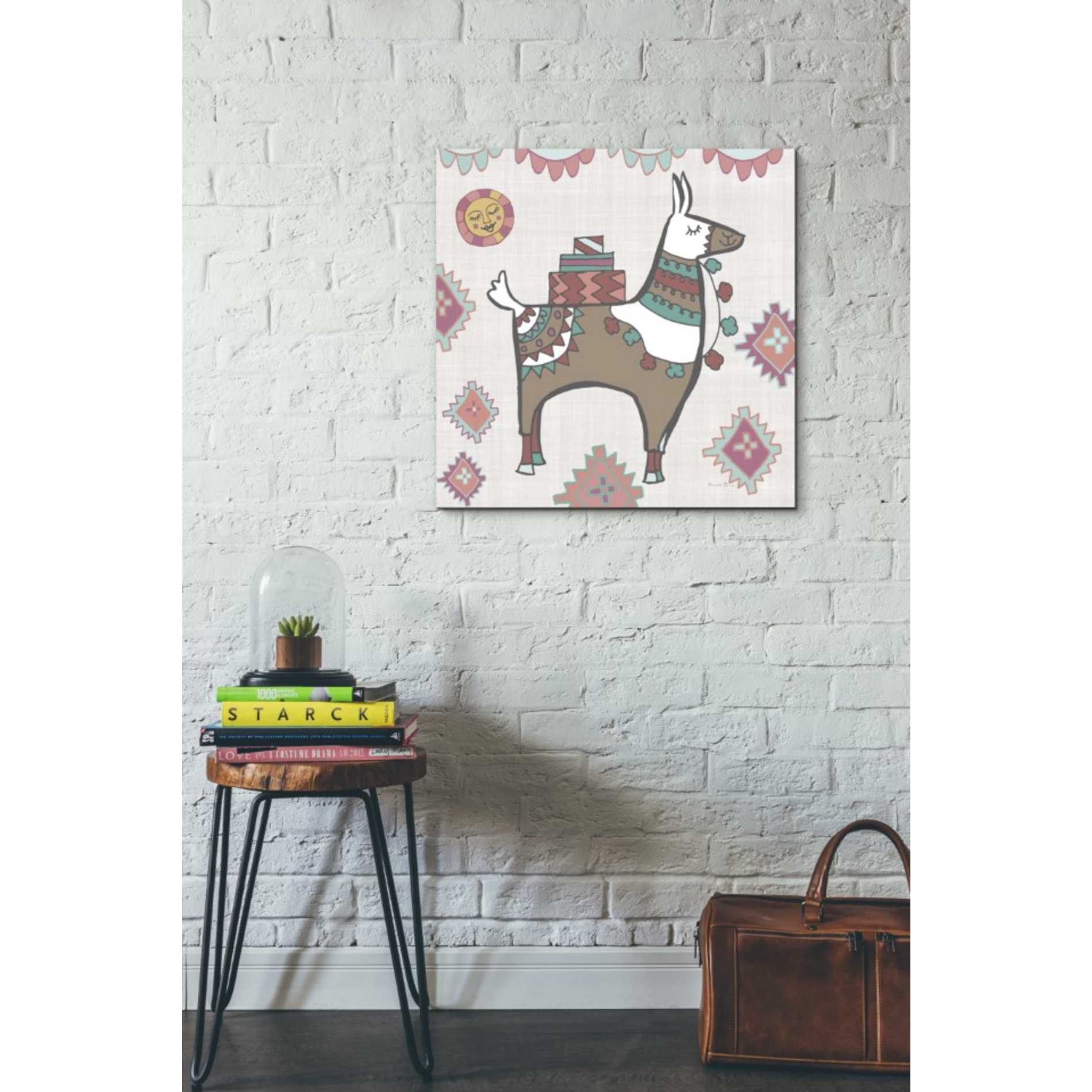 'Playful Llamas I' by Farida Zaman, Canvas Wall Art,26 x 26