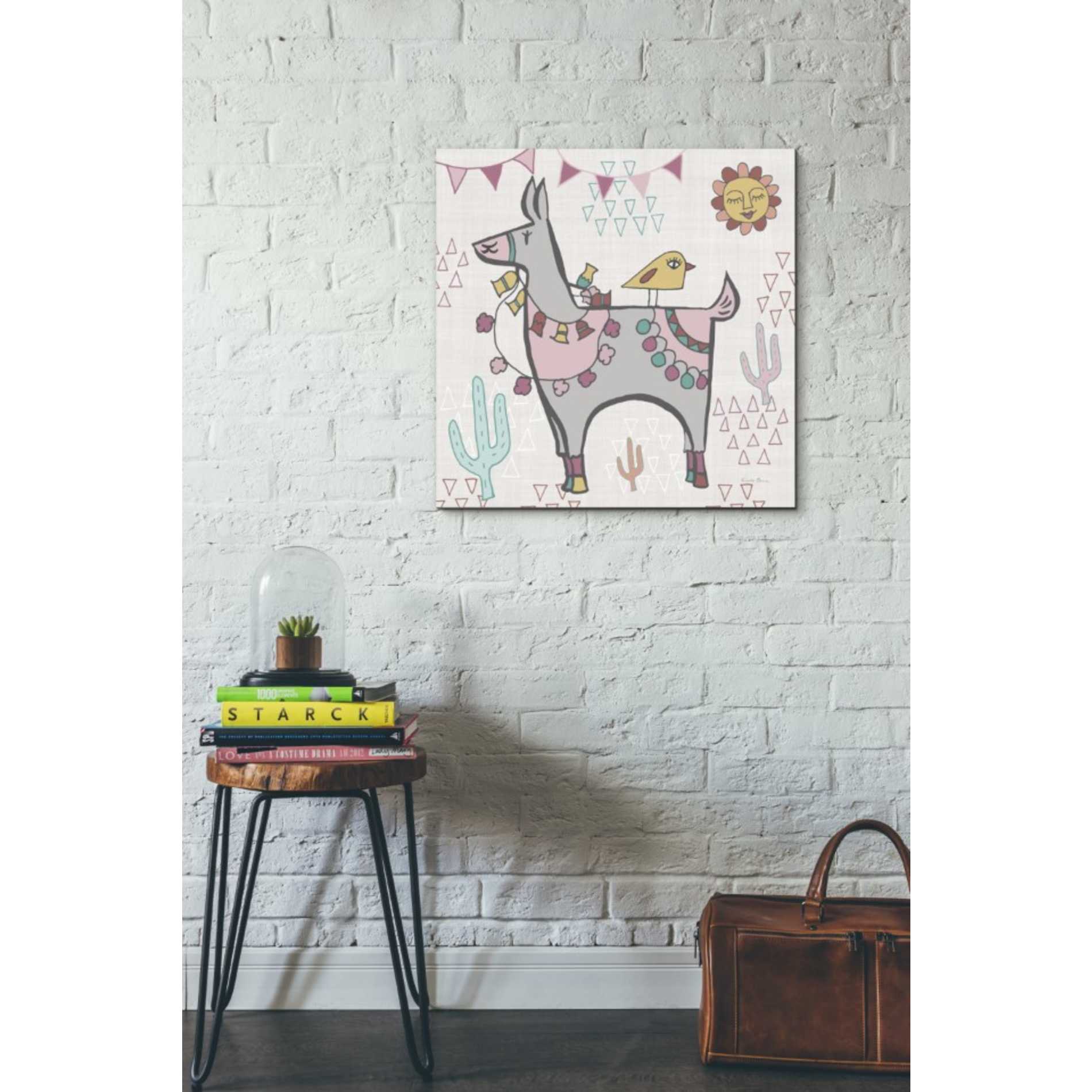 'Playful Llamas II' by Farida Zaman, Canvas Wall Art,26 x 26