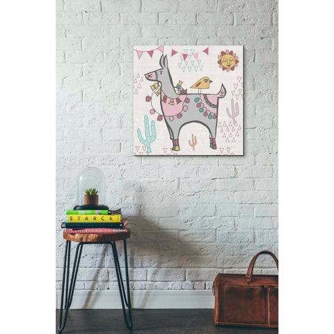 Image of 'Playful Llamas II' by Farida Zaman, Canvas Wall Art,26 x 26