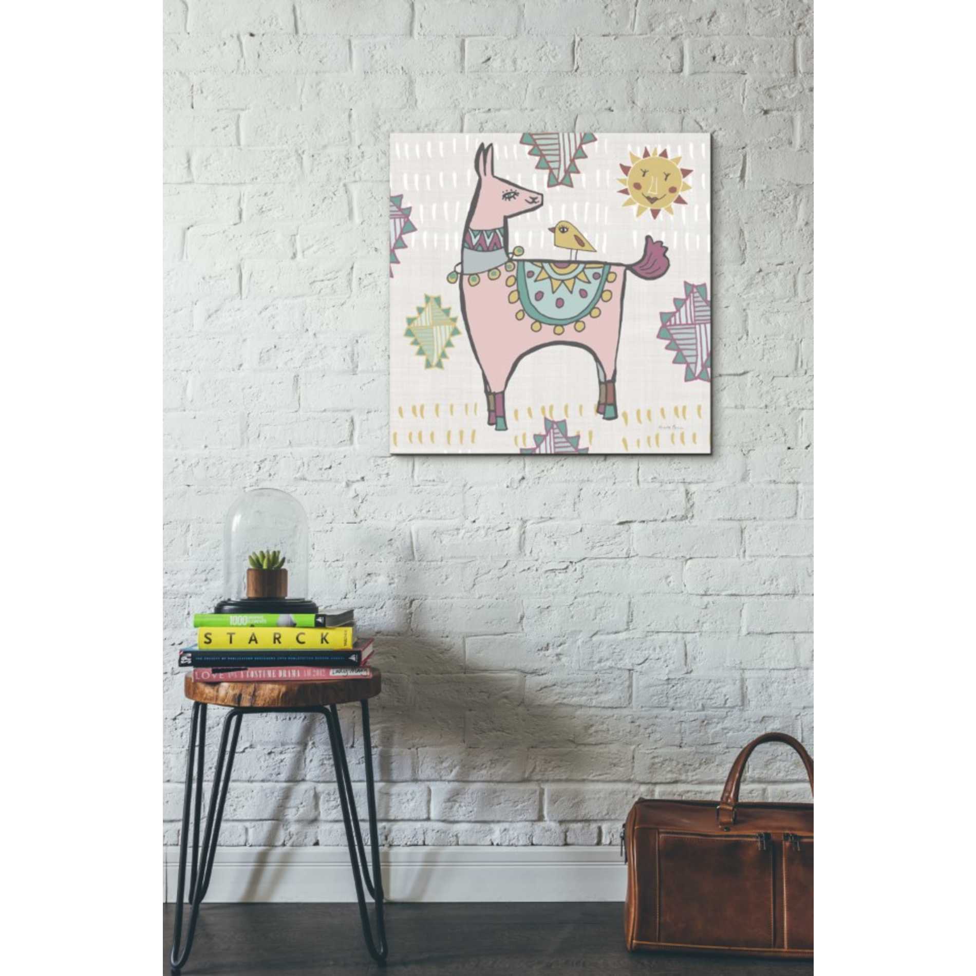 'Playful Llamas III' by Farida Zaman, Canvas Wall Art,26 x 26