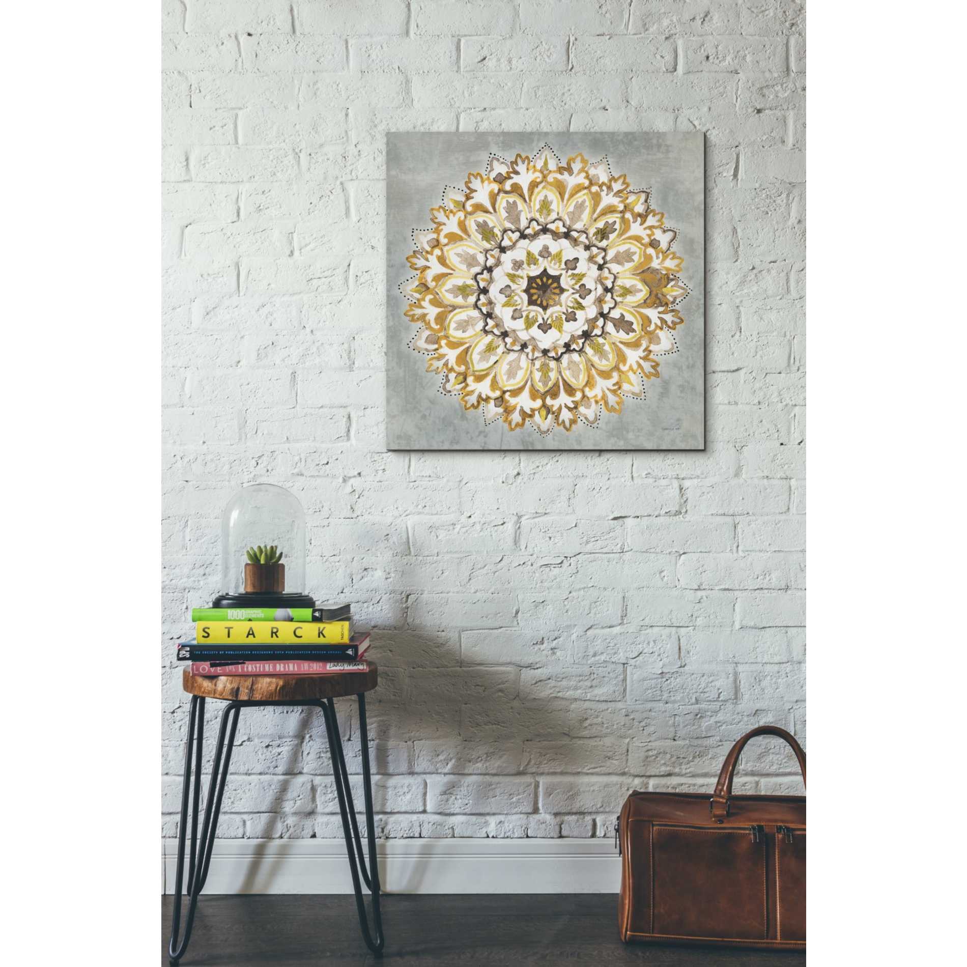 'Mandala Delight II Yellow Grey' by Danhui Nai, Canvas Wall Art,26 x 26