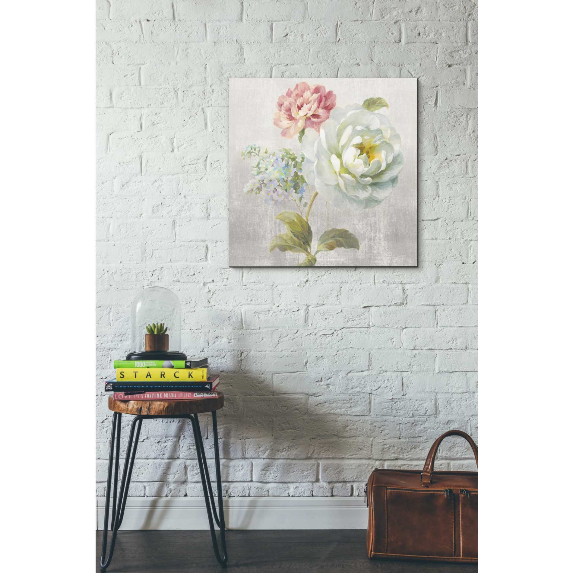 'Textile Floral Square I No Lace' by Danhui Nai, Canvas Wall Art,26 x 26