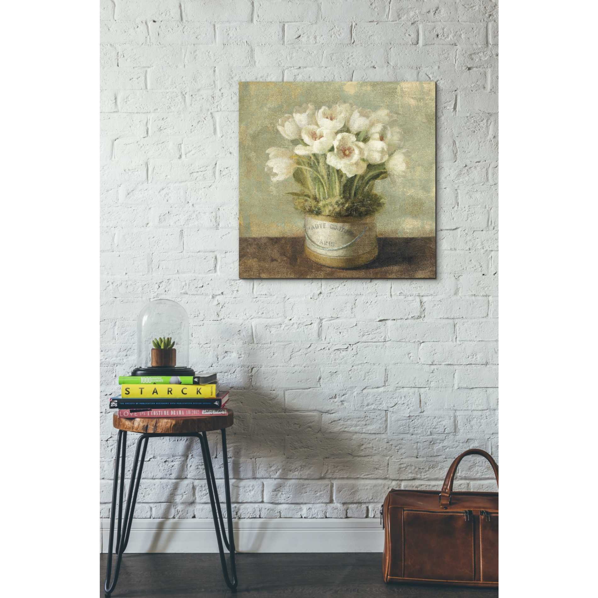 'Hatbox Tulips' by Danhui Nai, Canvas Wall Art,26 x 26