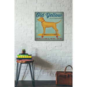 'Golden Dog on Skateboard' by Ryan Fowler, Canvas Wall Art,26 x 26