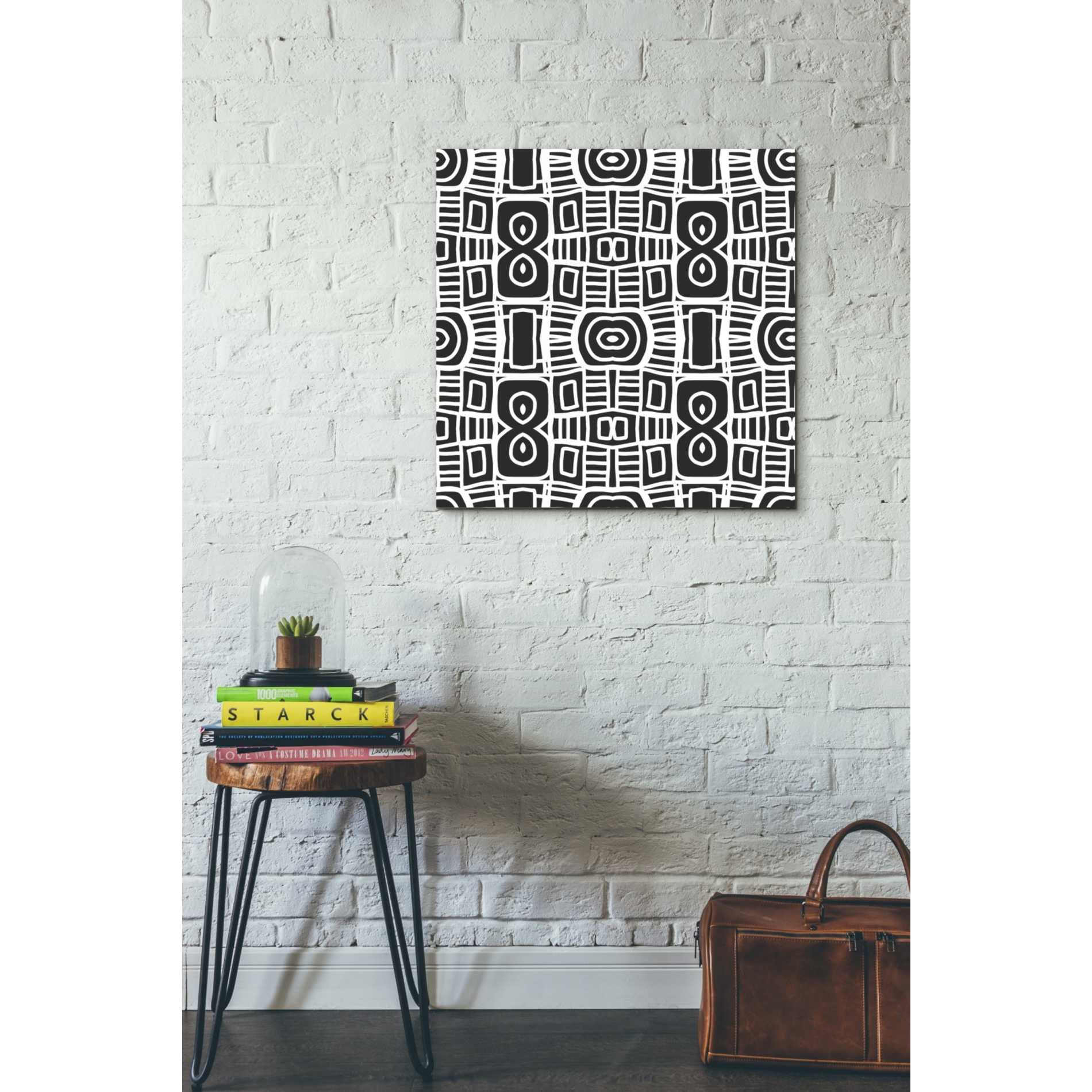 'Black And White Boho Floral II' by Linda Woods, Canvas Wall Art,26 x 26