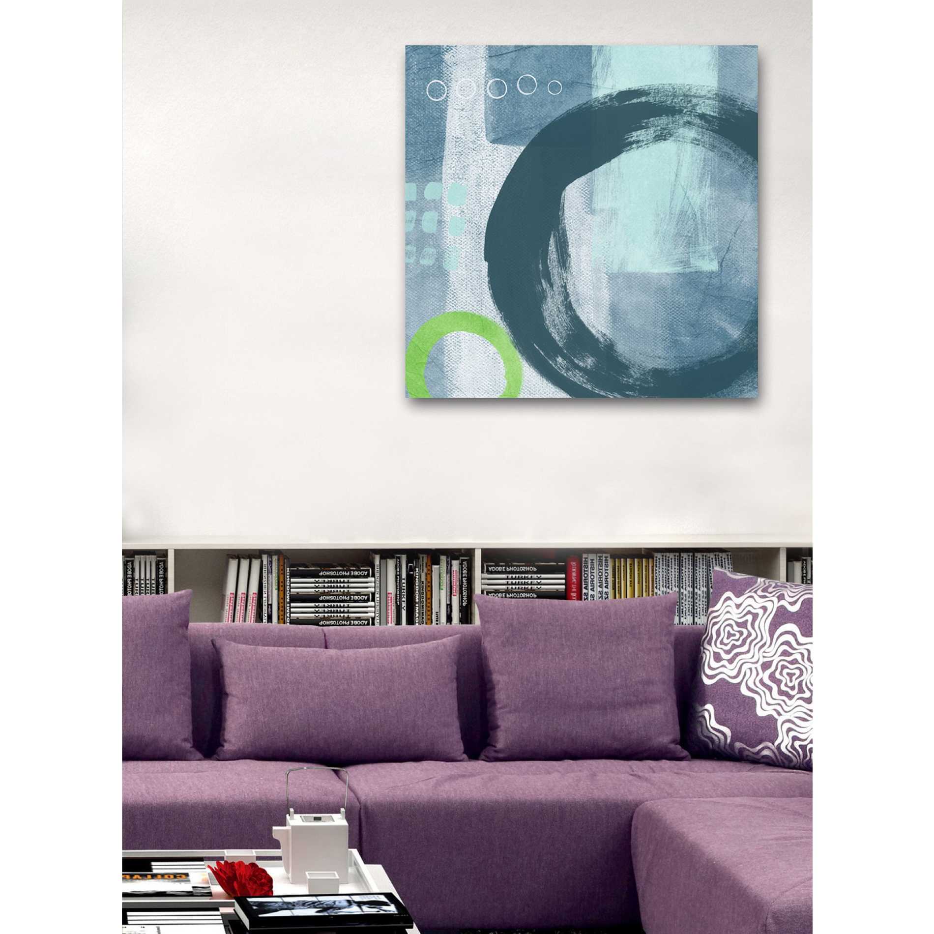 'Blue Circles II' by Linda Woods, Canvas Wall Art,26 x 26