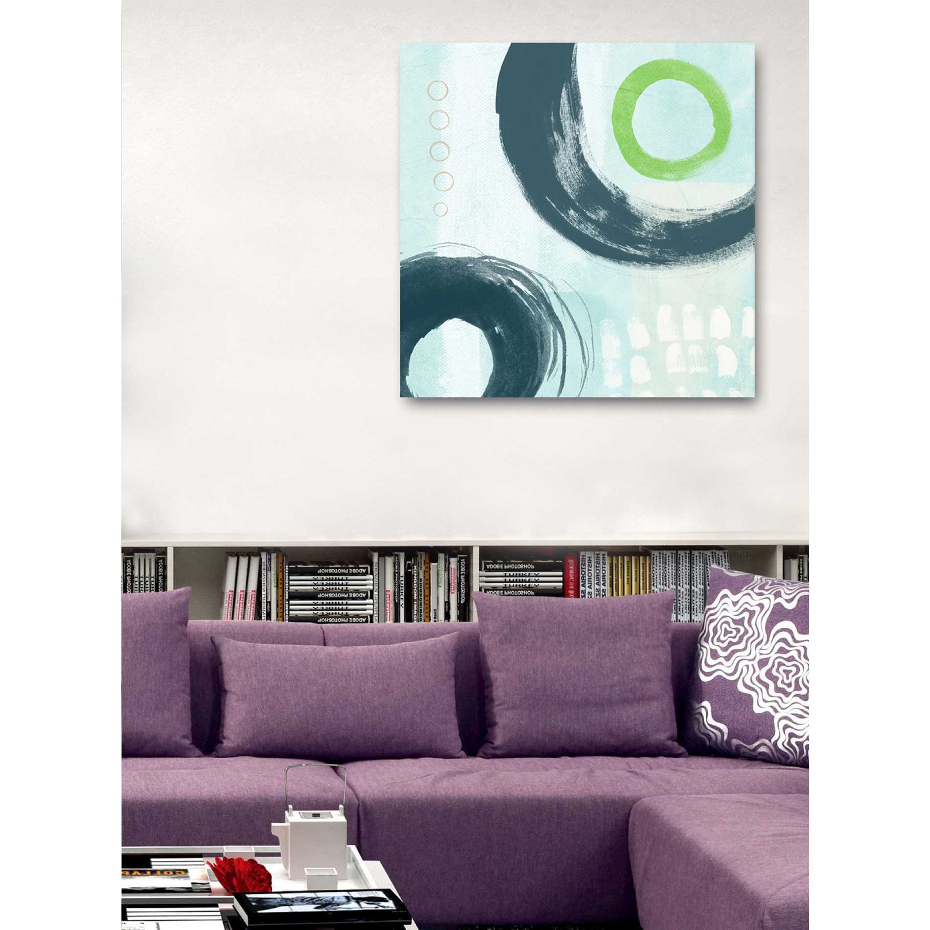 'Blue Circles III' by Linda Woods, Canvas Wall Art,26 x 26
