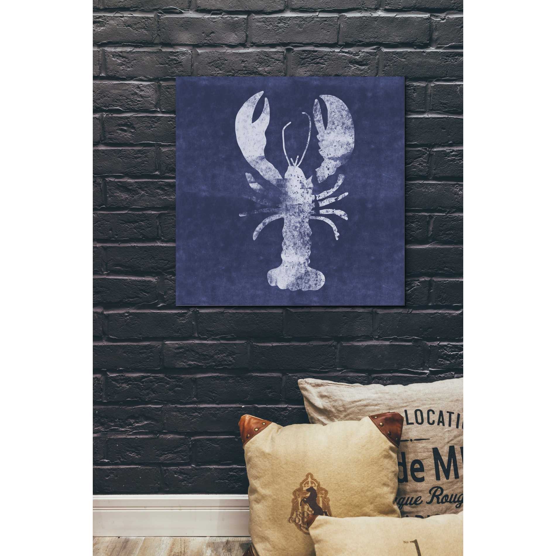 'Indigo Lobster' by Linda Woods, Canvas Wall Art,26 x 26