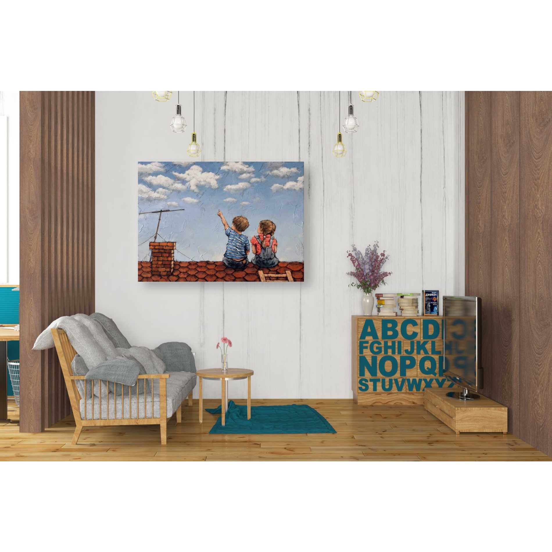 'Counting Clouds' by Alexander Gunin, Canvas Wall Art,30 x 26