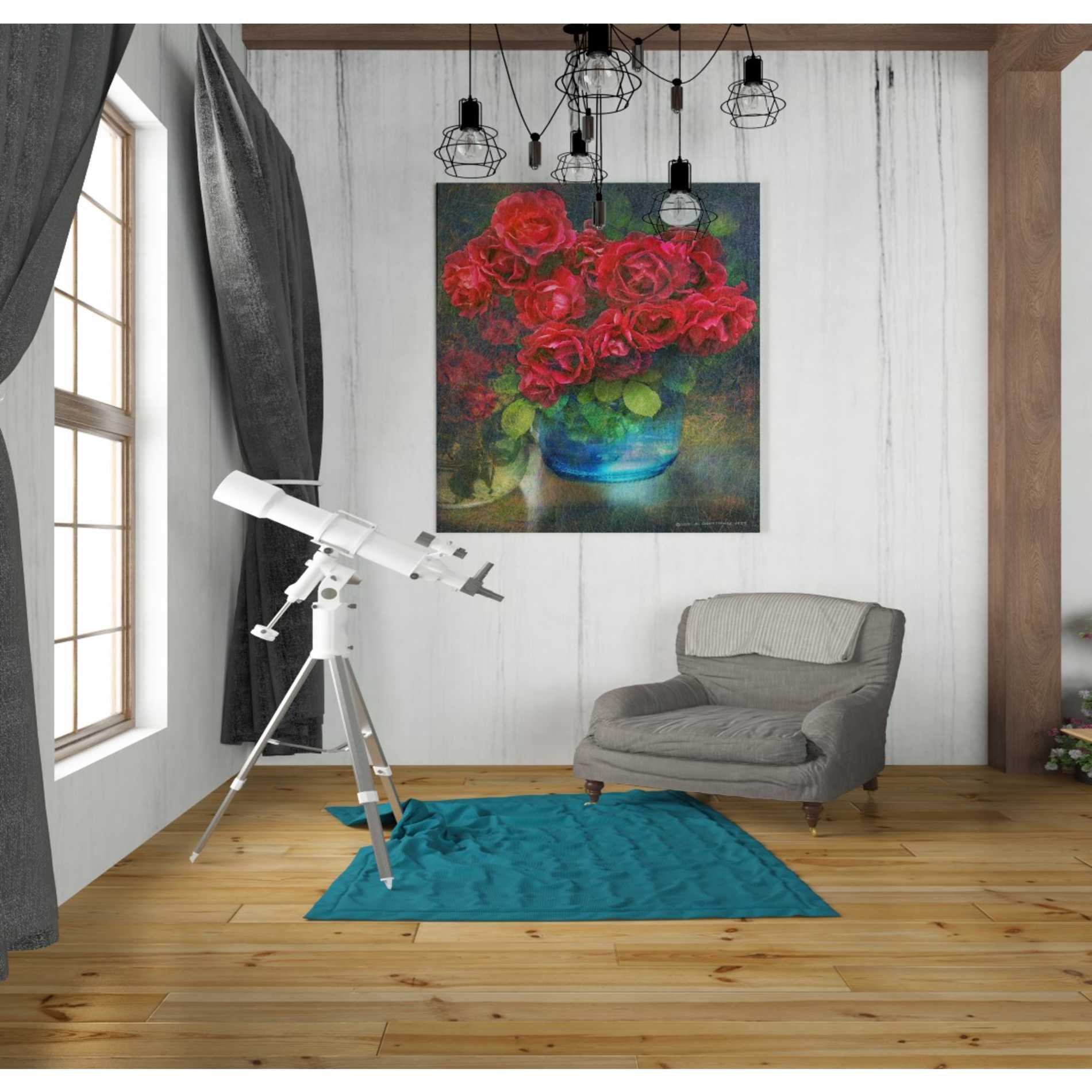 'Roses in Blue Jar' by Chris Vest, Giclee Canvas Wall Art