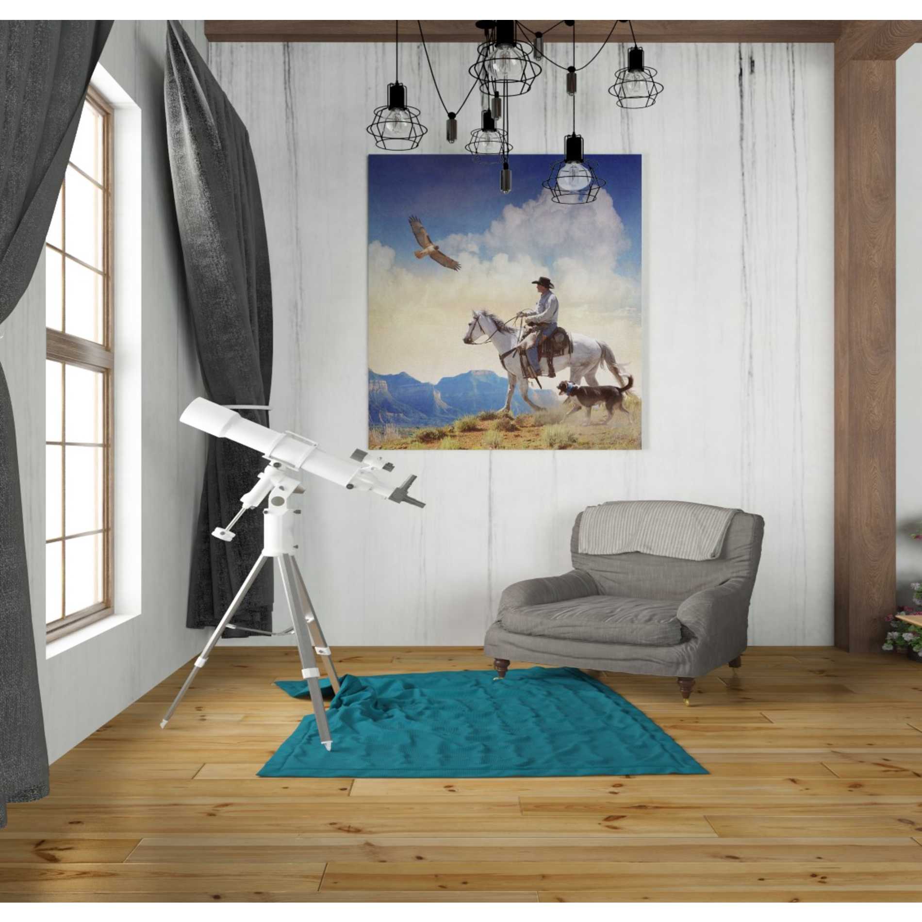 'Cowboy with Dog and Hawk' by Chris Vest, Giclee Canvas Wall Art