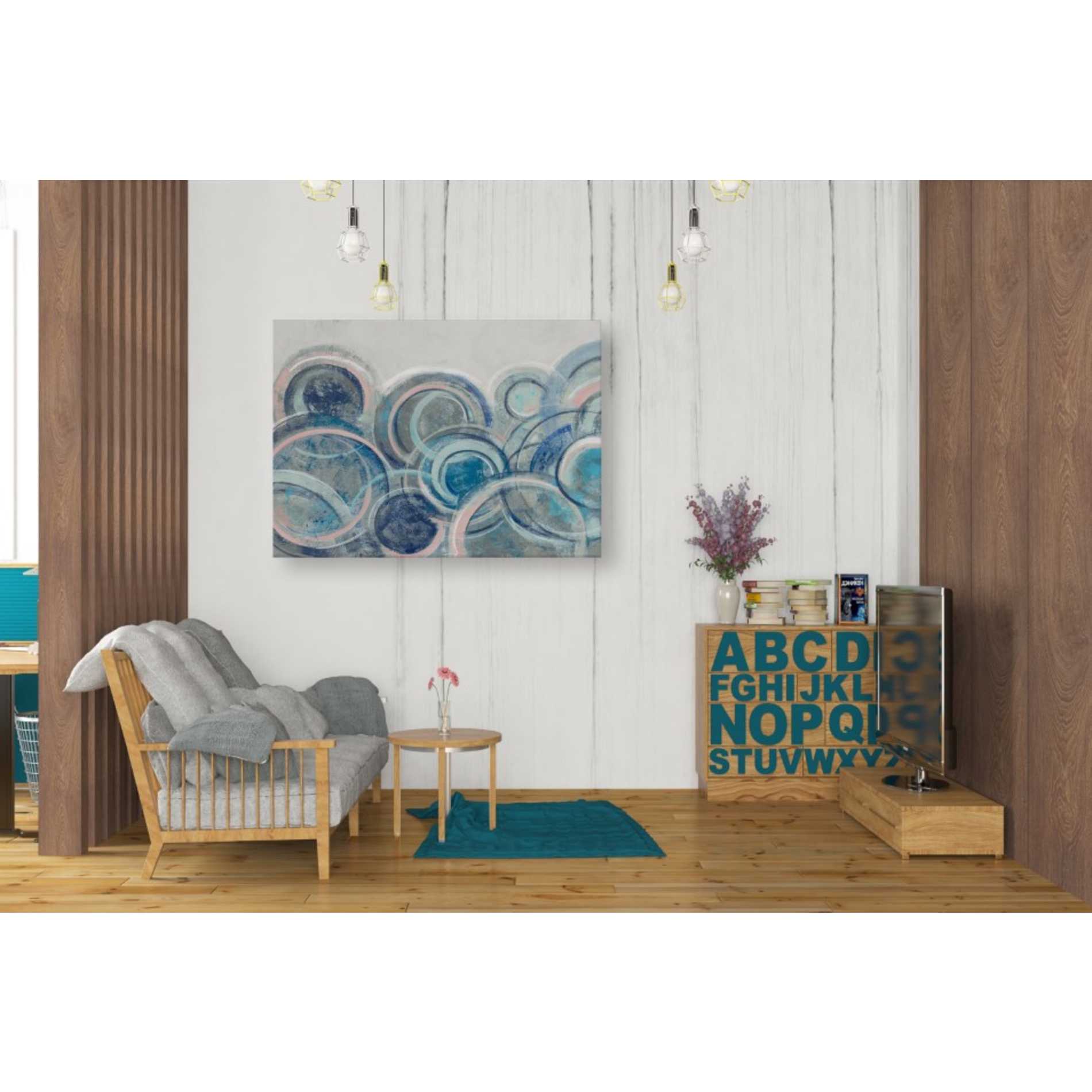 'Variation Blue Grey Pink' by Silvia Vassileva, Canvas Wall Art,26 x 34
