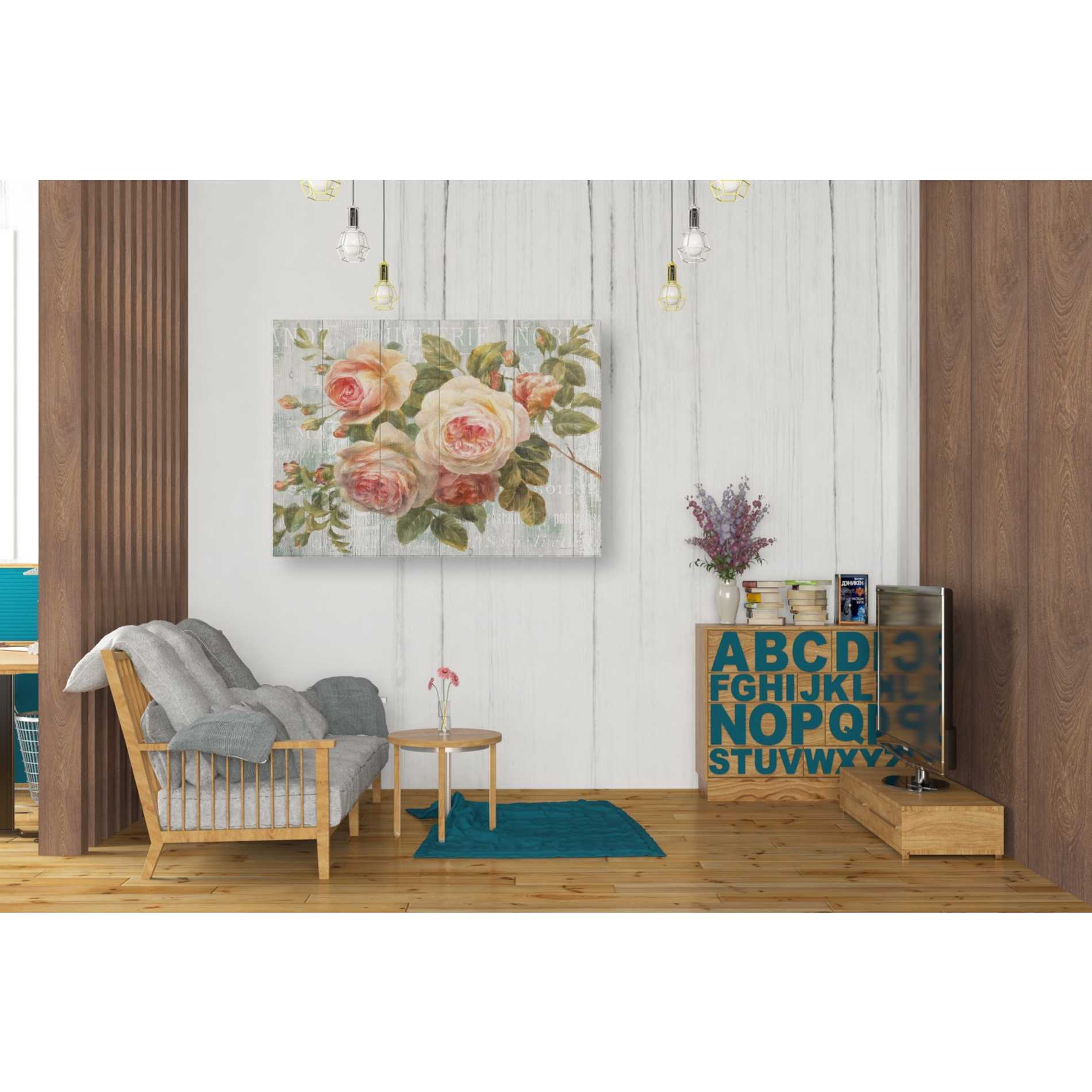 'Vintage Roses on Driftwood' Canvas Wall Art,,26 x 34