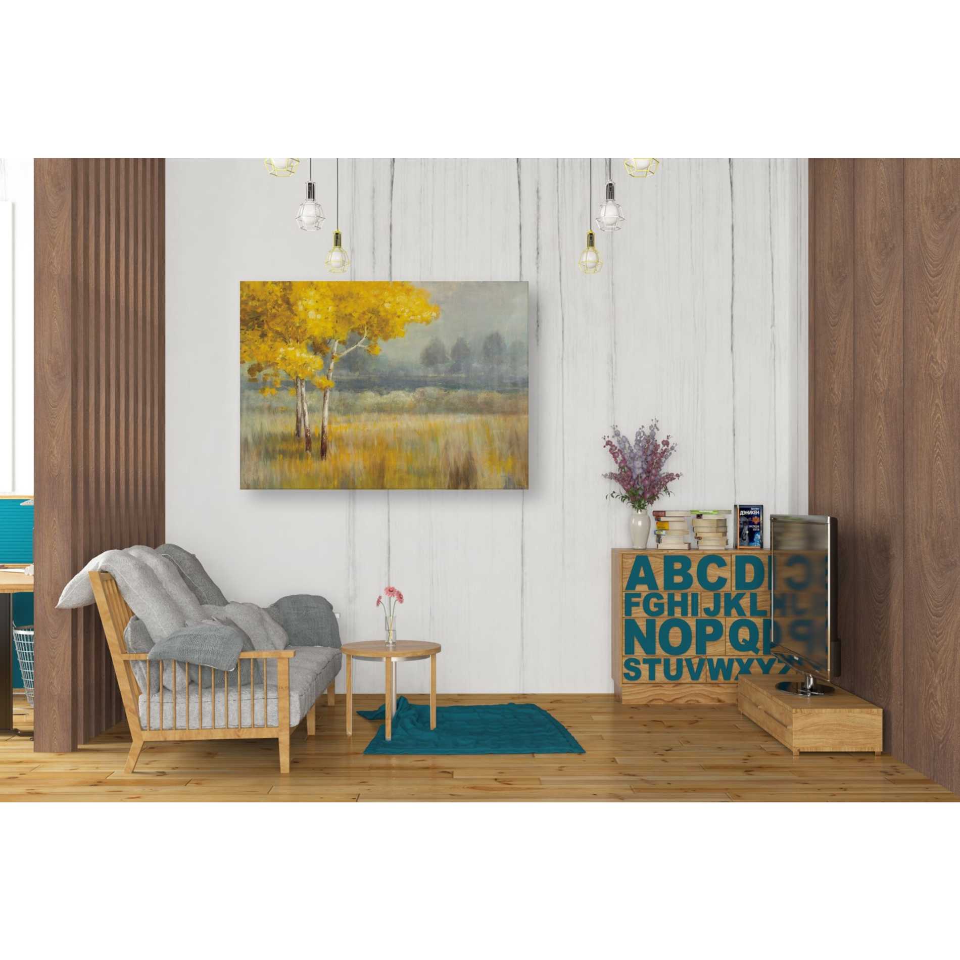 'Yellow Landscape' by Danhui Nai, Canvas Wall Art,26 x 34