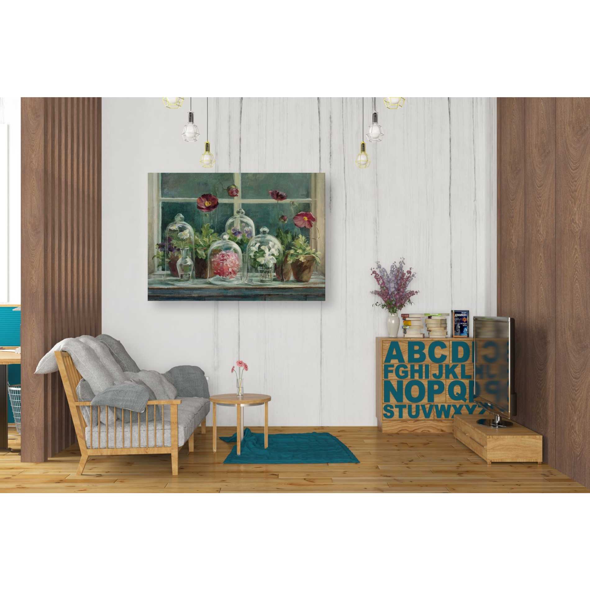 'Purple Poppies Windowsill Crop' by Danhui Nai, Canvas Wall Art,26 x 34