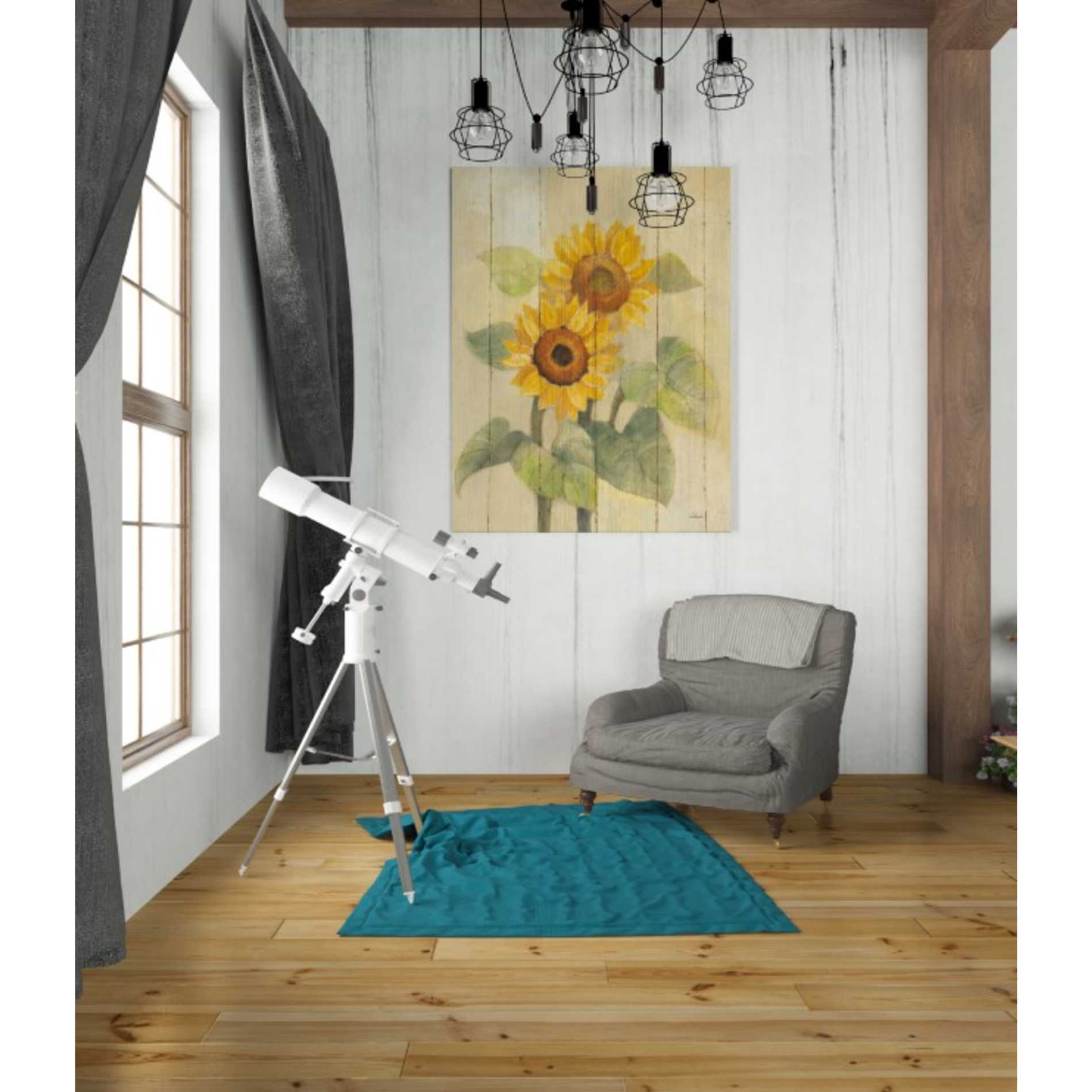 'Summer Sunflowers I on Barn Board' by Albena Hristova, Canvas Wall Art,26 x 34