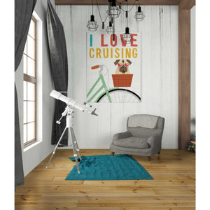 'Beach Bums Pug Bicycle I Love' by Michael Mullan, Canvas Wall Art,26 x 34