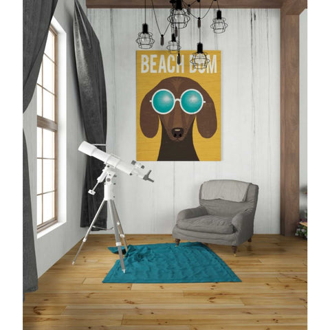 Image of 'Beach Bums Dachshund I Bum' by Michael Mullan, Canvas Wall Art,26 x 34