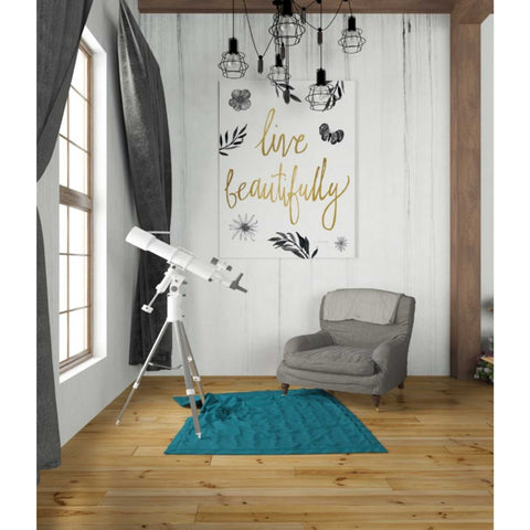 Image of 'Live Beautifully BW' by Sara Zieve Miller, Canvas Wall Art,26 x 34