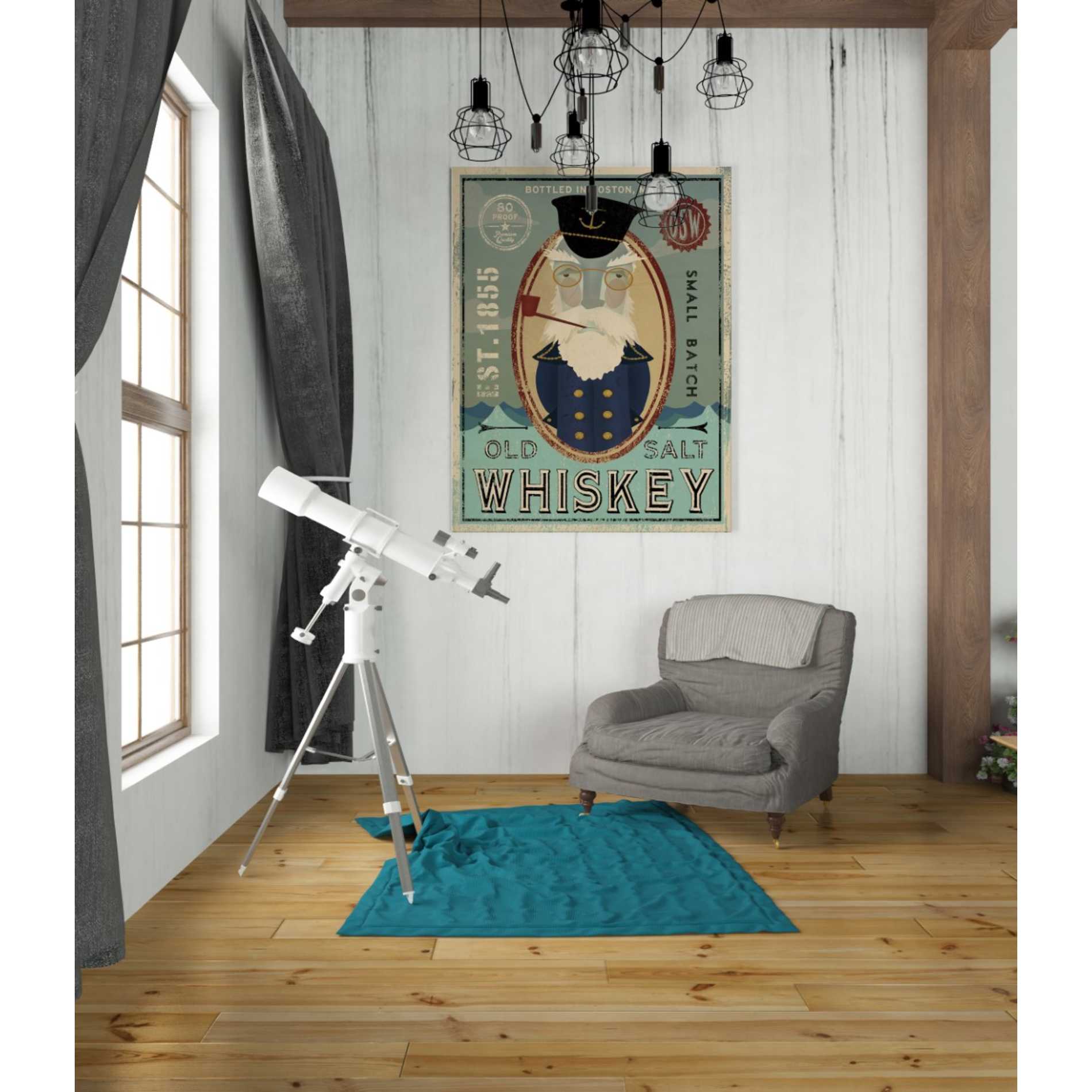 'Fisherman III Old Salt Whiskey' by Ryan Fowler, Canvas Wall Art,26 x 34