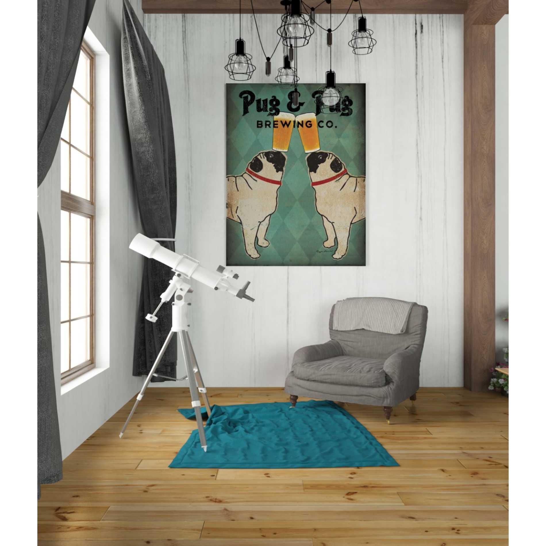 'Pug and Pug Brewing' by Ryan Fowler, Canvas Wall Art,26 x 34