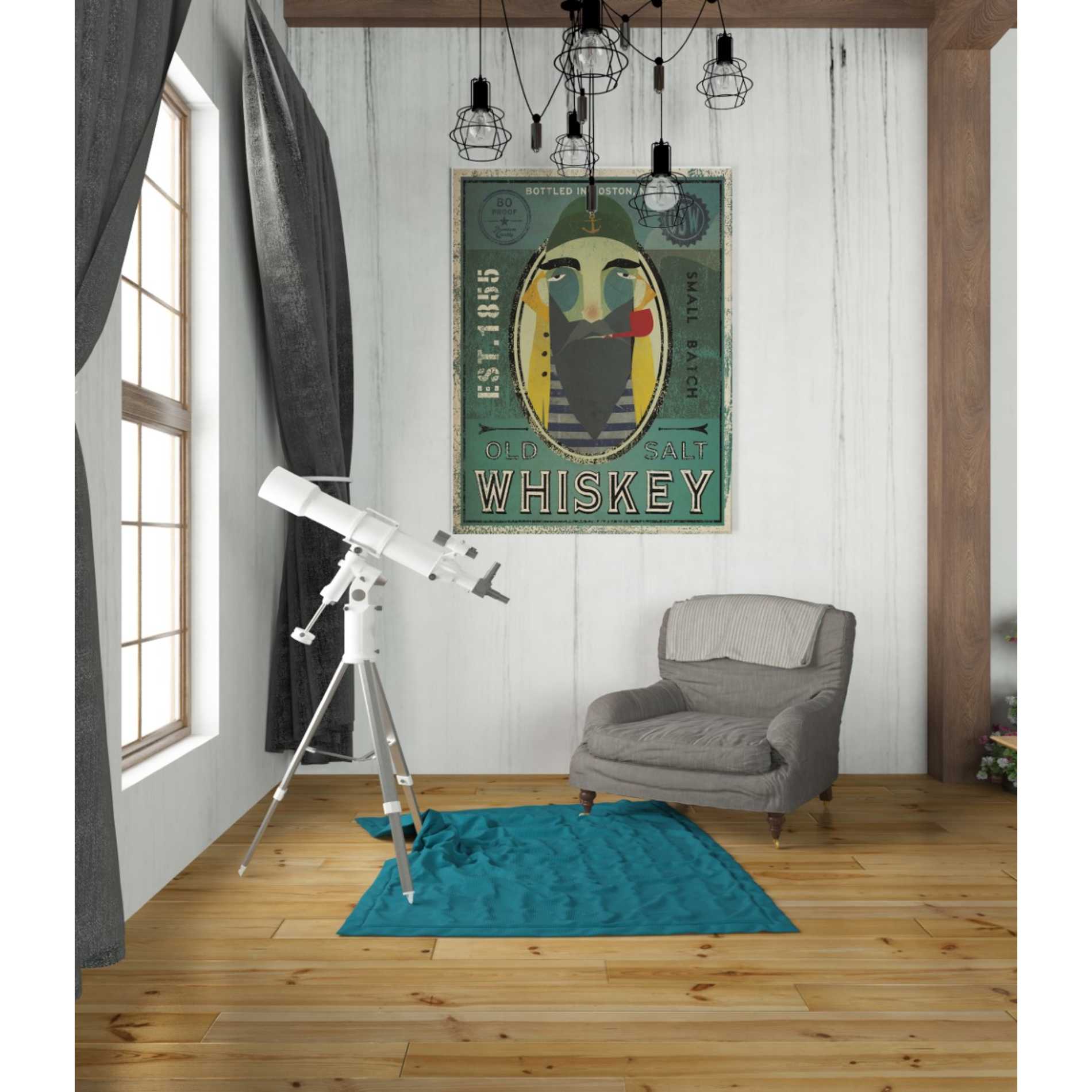'Fisherman VII Old Salt Whiskey' by Ryan Fowler, Canvas Wall Art,26 x 34