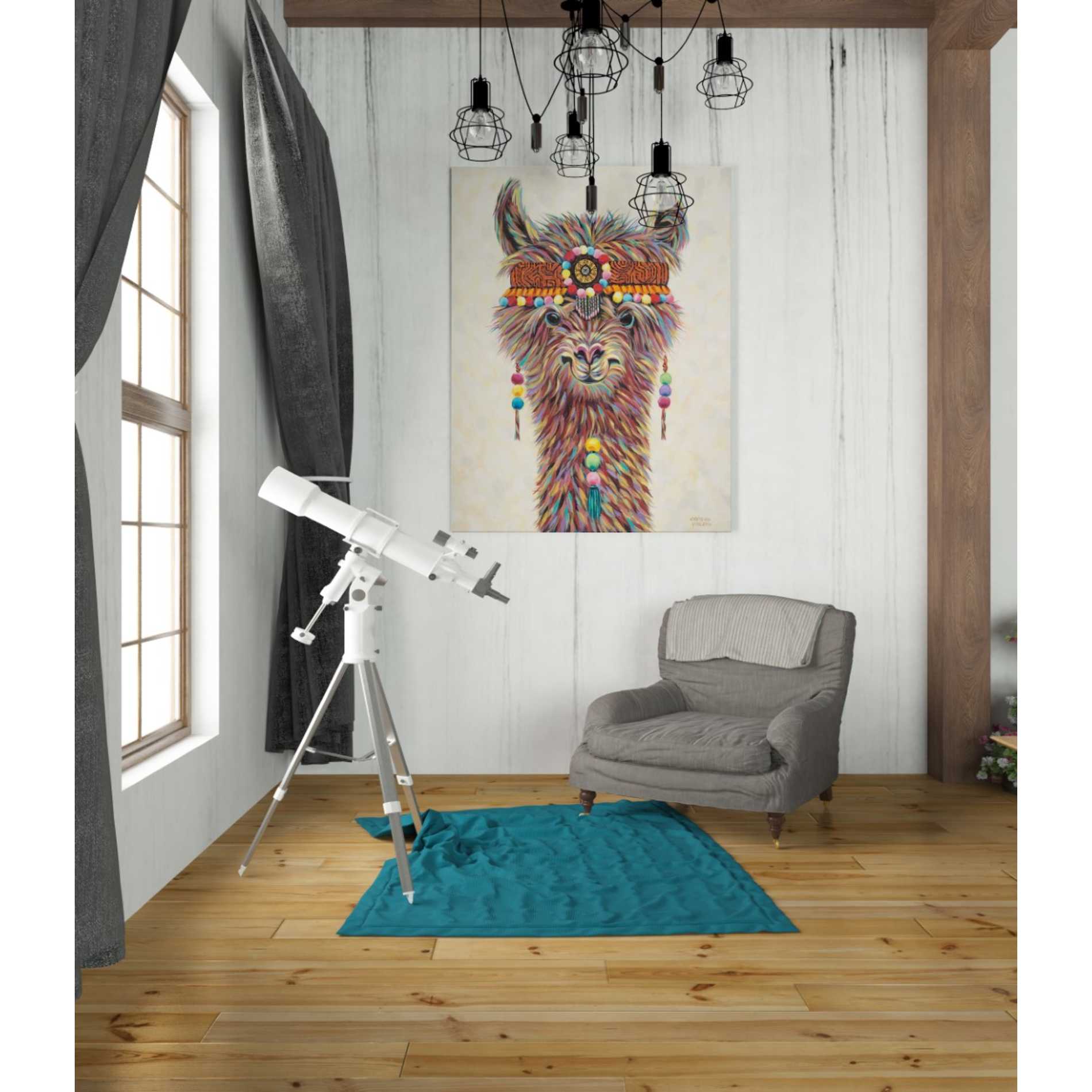 'Hippie Llama II' by Carolee Vitaletti Canvas Wall Art,26 x 34