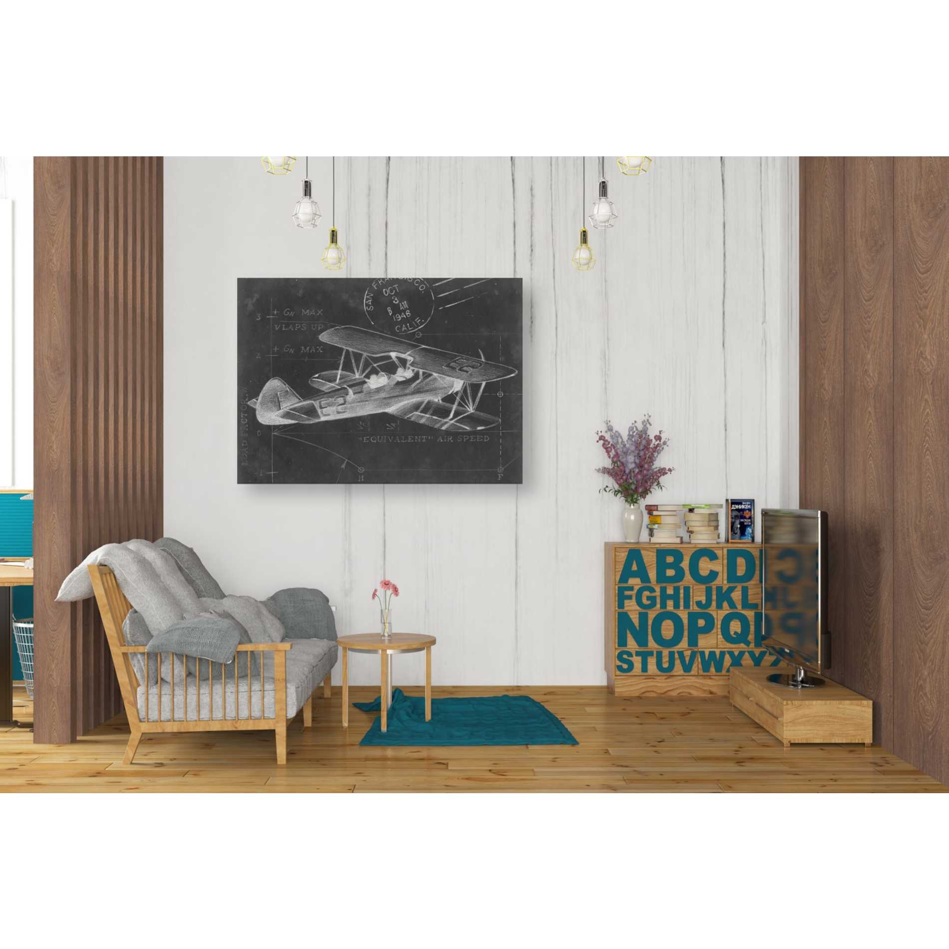 'Flight Schematic I' by Ethan Harper Canvas Wall Art,34 x 26