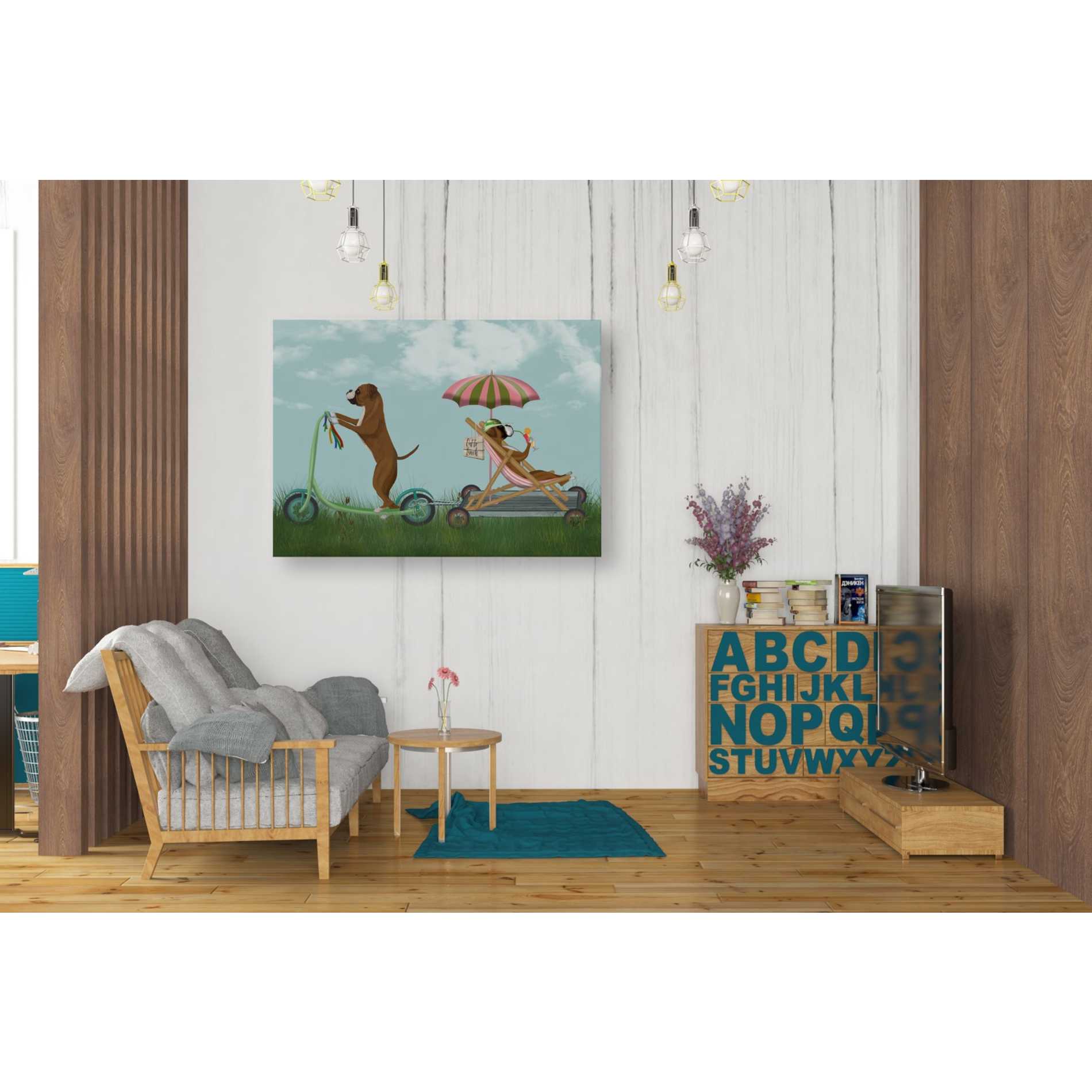 'Boxer Scooter' by Fab Funky Giclee Canvas Wall Art