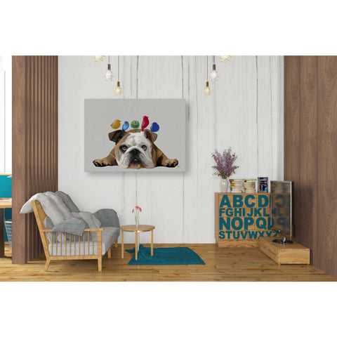 Image of 'English Bulldog and Birds' by Fab Funky Giclee Canvas Wall Art