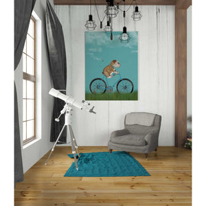 'English Bulldog on Bicycle - Sky' by Fab Funky Giclee Canvas Wall Art