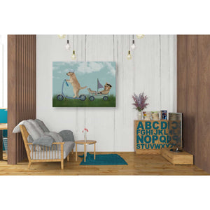 'Golden Retriever Scooter' by Fab Funky Giclee Canvas Wall Art