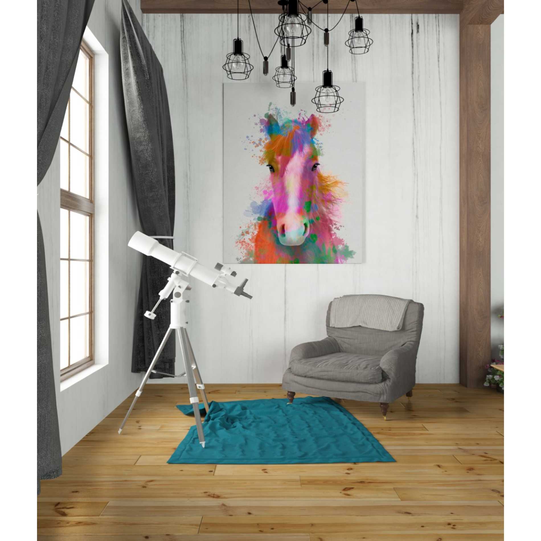 'Horse Portrait 2 Rainbow Splash' by Fab Funky Giclee Canvas Wall Art