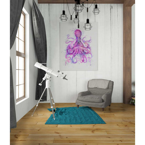 Image of 'Octopus Rainbow Splash Pink' by Fab Funky Giclee Canvas Wall Art