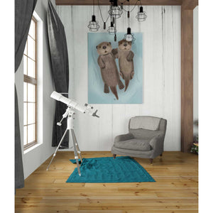 'Otters Holding Hands' by Fab Funky Giclee Canvas Wall Art