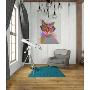 'Rainbow Splash Cat 1' by Fab Funky Giclee Canvas Wall Art