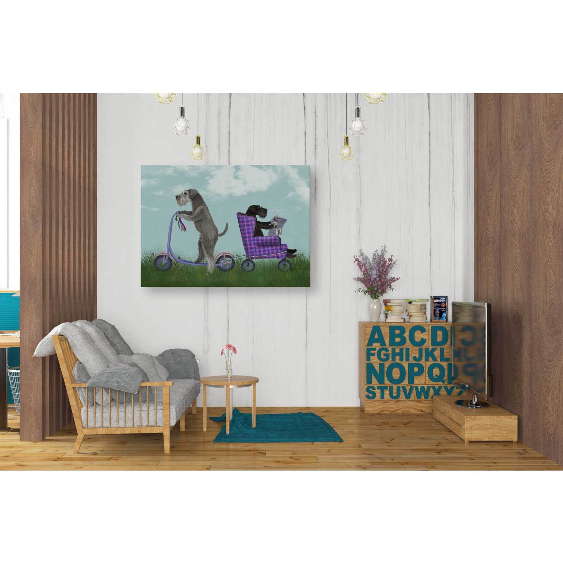 'Schnauzer Scooter' by Fab Funky Giclee Canvas Wall Art