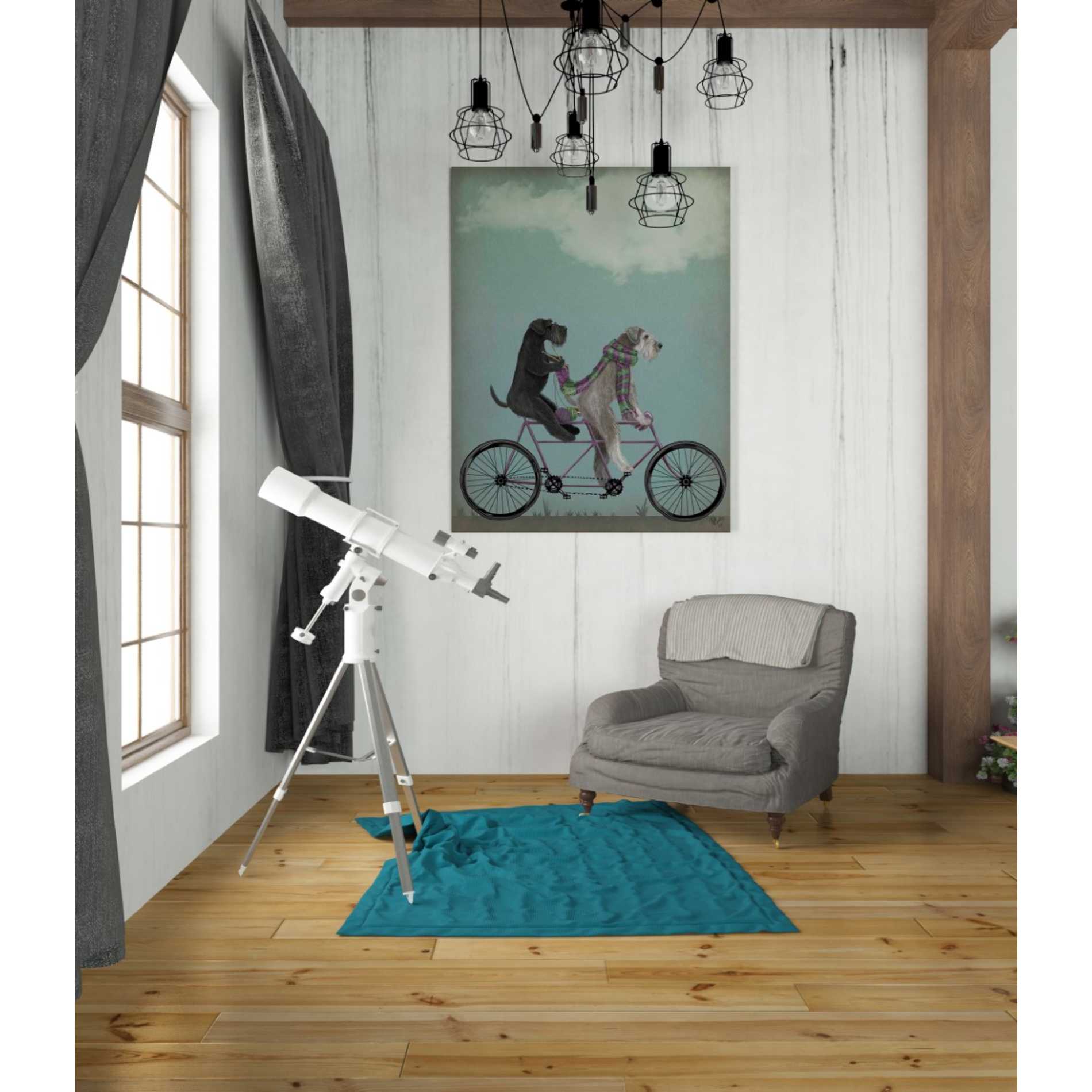 'Schnauzer Tandem' by Fab Funky Giclee Canvas Wall Art