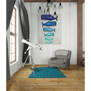 'Whale Family Blue On White' by Fab Funky Giclee Canvas Wall Art