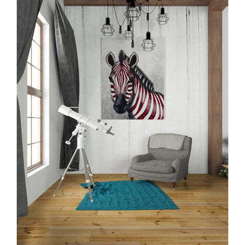 Image of 'Zebra, Red Love Hearts' by Fab Funky Giclee Canvas Wall Art