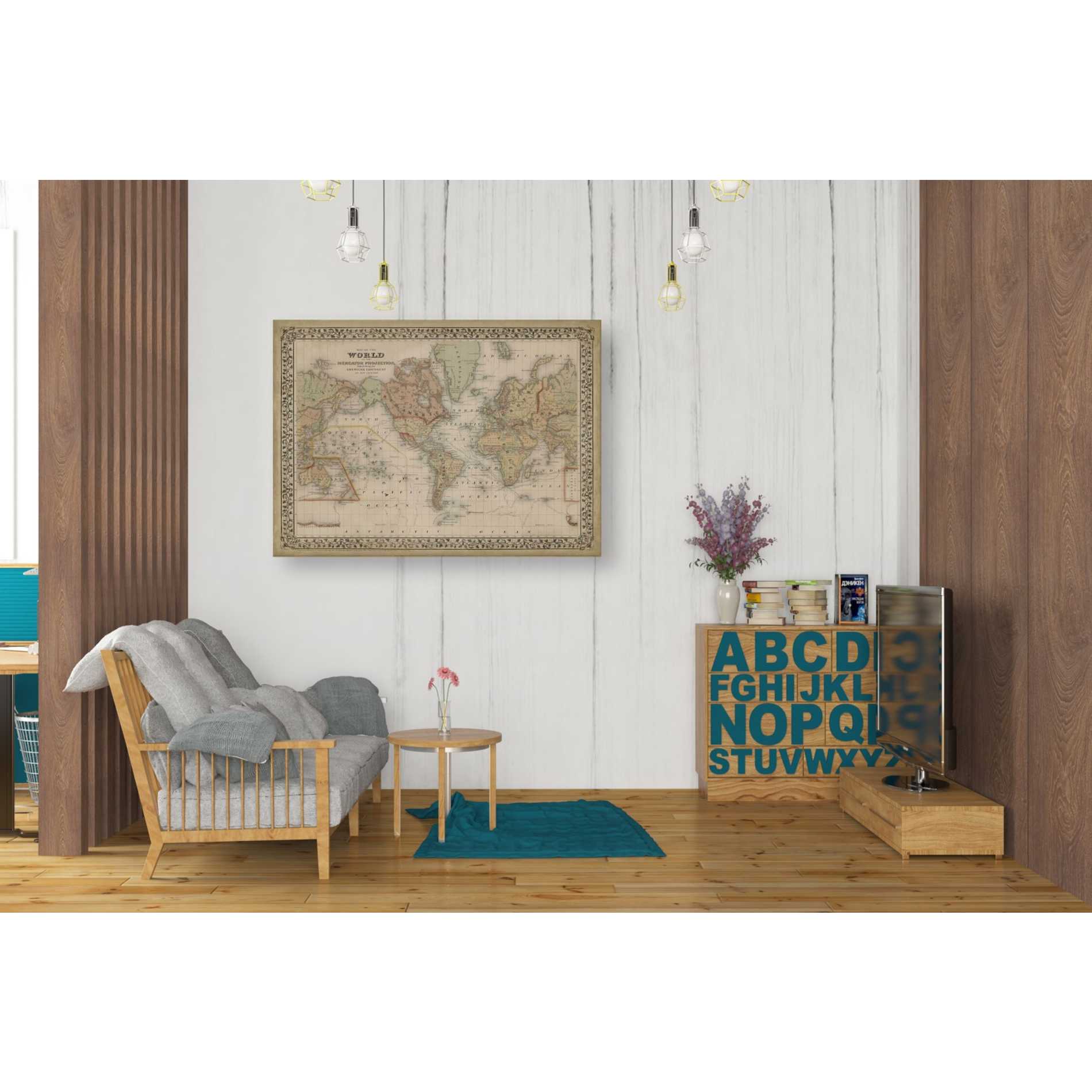 'Mitchell's World Map' by Mitchell Giclee Canvas Wall Art
