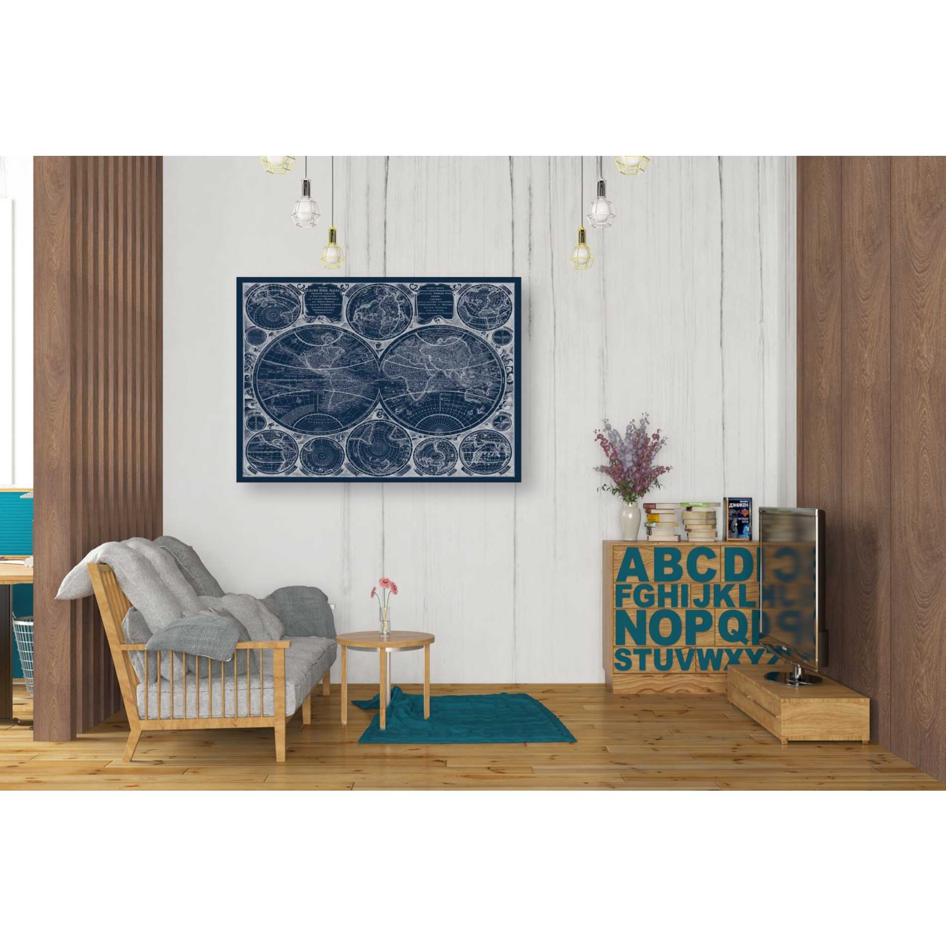 'World Globes Blueprint' by Vision Studio Giclee Canvas Wall Art