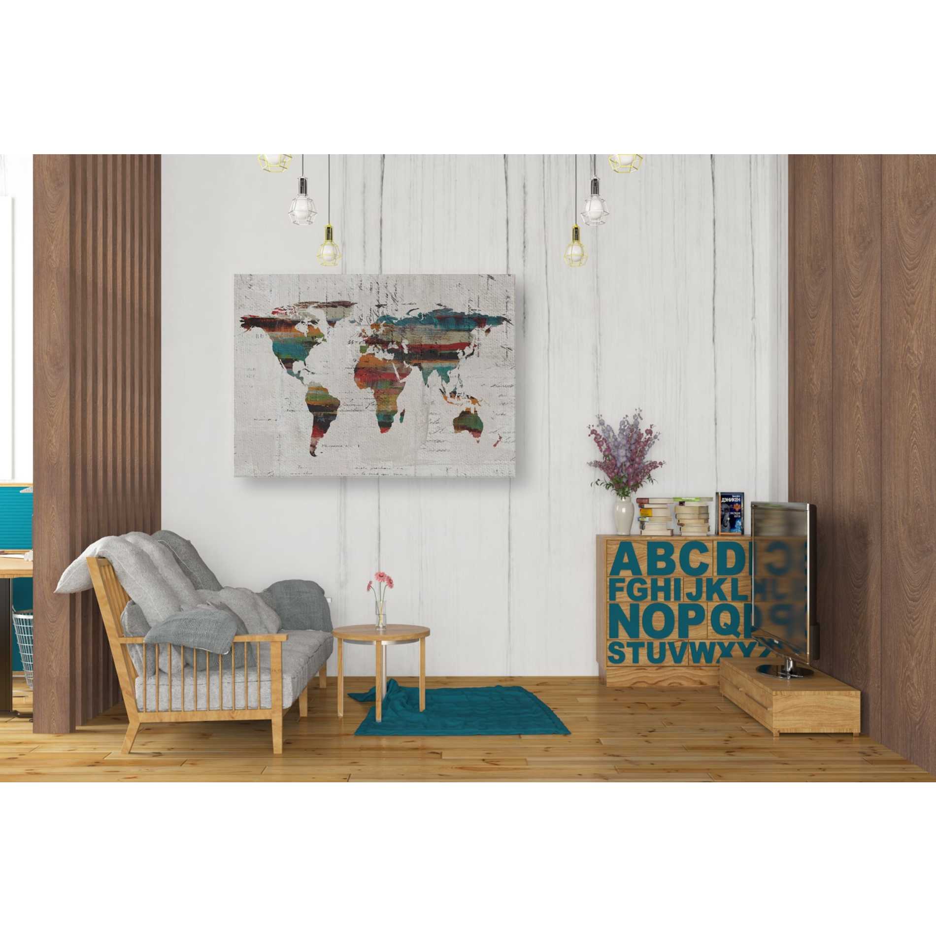 'Painted World Map IV' by Irena Orlov, Canvas Wall Art,34 x 26