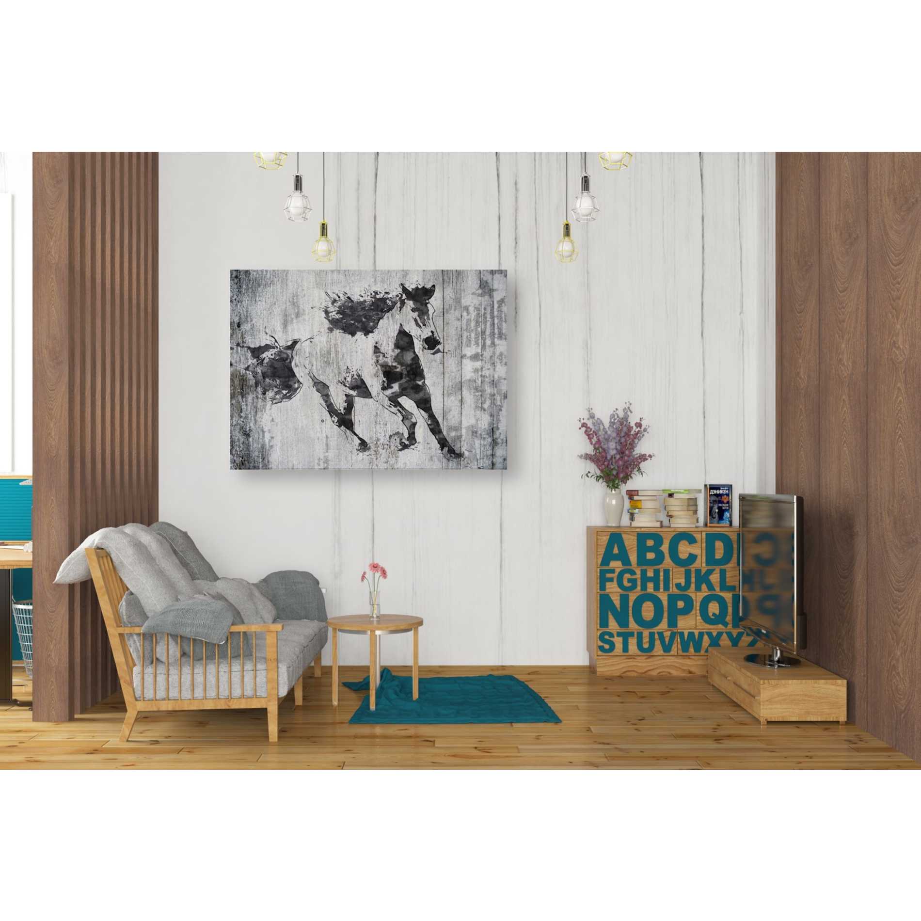 'Running Black Horse 1' by Irena Orlov, Canvas Wall Art,34 x 26