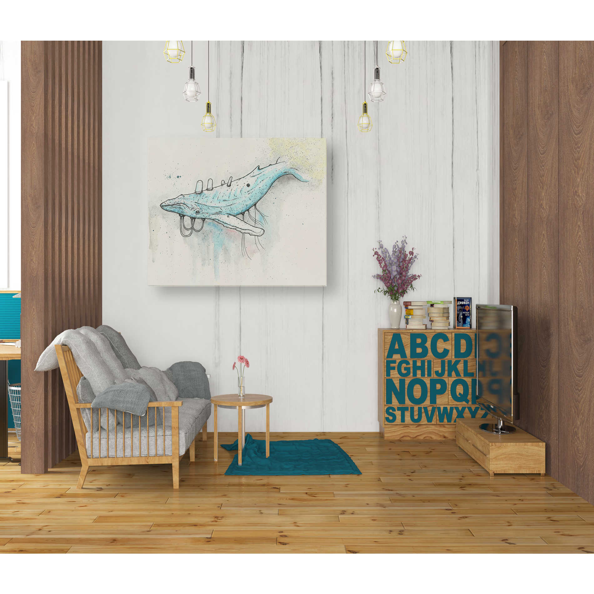 'Whale' by Craig Snodgrass, Canvas Wall Art,26 x 34