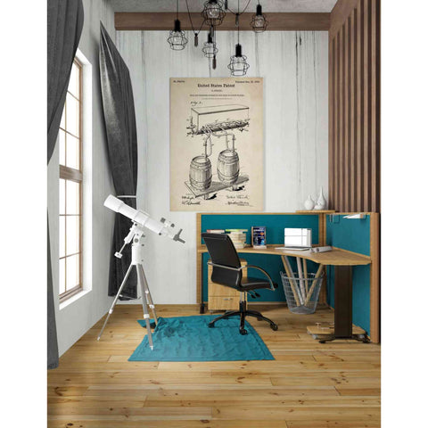 Image of 'Beer Barrel Vintage Patent Blueprint' Canvas Wall Art,26 x 40