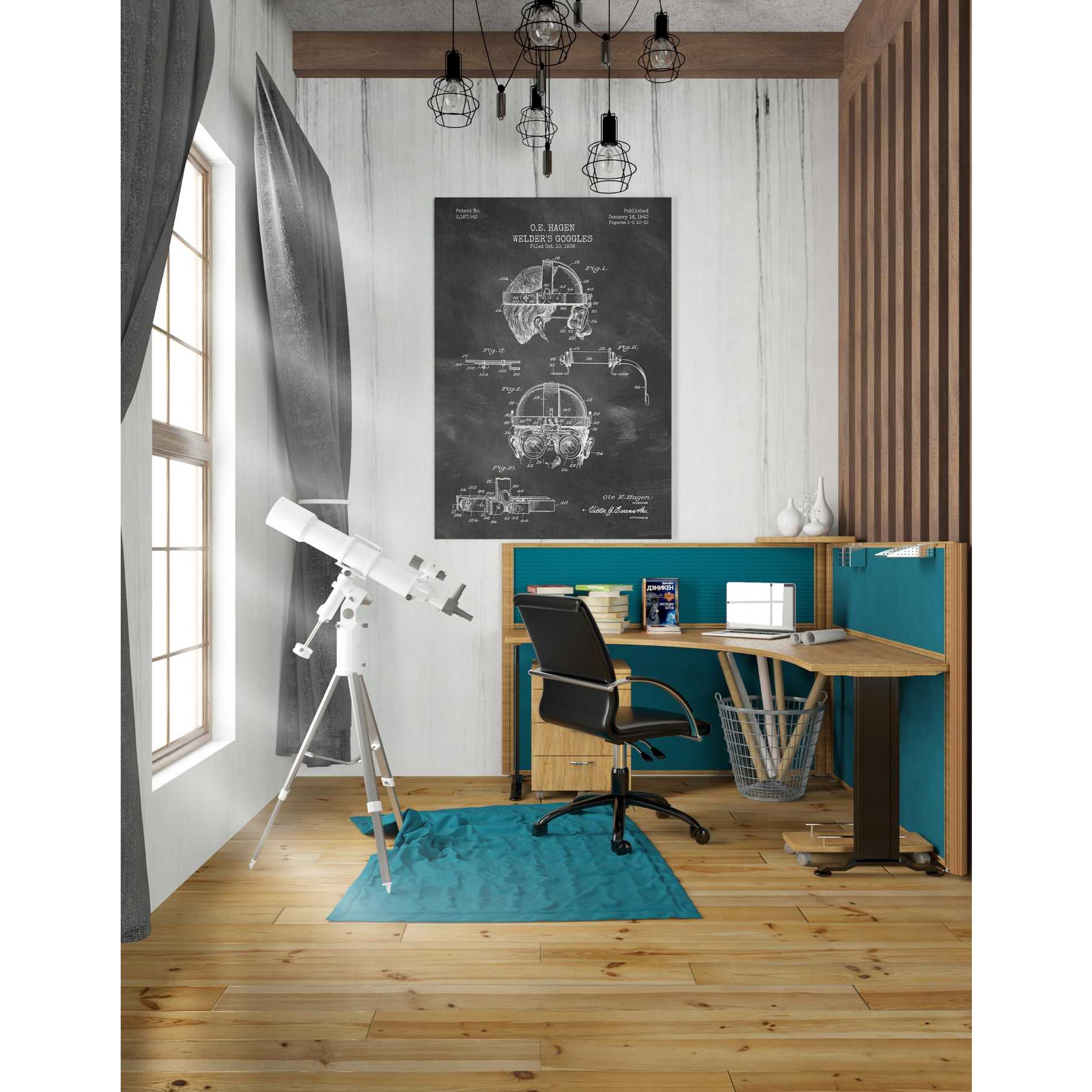 'Welding Goggles Blueprint Patent Chalkboard' Canvas Wall Art,26 x 40