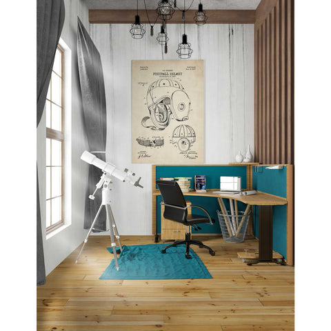 Image of 'Football Helmet Blueprint Patent Parchment' Canvas Wall Art,26 x 40